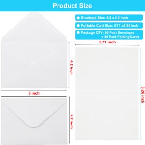 56 Pack Blank Cards and Envelopes 4x6, White Blank Note Cards Greeting Cards and Envelopes Set, Folded Cardstock with Envelopes for DIY Greeting Cards, Thank You Cards, Invitations in All Occasions