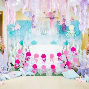 Jellyfish banner decoration, pink jellyfish theme decoration, can be used for baby showers, birthdays and other ocean theme parties