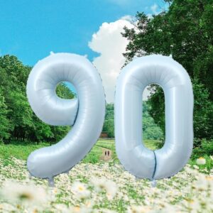 YFHVJTKO 40 Inch Number 60 Foil Balloons 60th Celebration Decorations for Happy 60th Birthday Party Wedding Bridal Shower Engagement Photo Shoot Anniversary Decoration, Number 60 Baby Blue Balloon