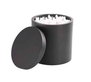 joitsvia cotton swab holder, qtip holder dispenser with lid, resin bathroom containers,vanity storage jars organizer for cotton ball, floss, bath salts, bathroom accessories, matte black