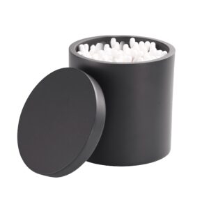 Joitsvia Cotton Swab Holder, Qtip Holder Dispenser with Lid, Resin Bathroom Containers,Vanity Storage Jars Organizer for Cotton Ball, Floss, Bath Salts, Bathroom Accessories, Matte Black