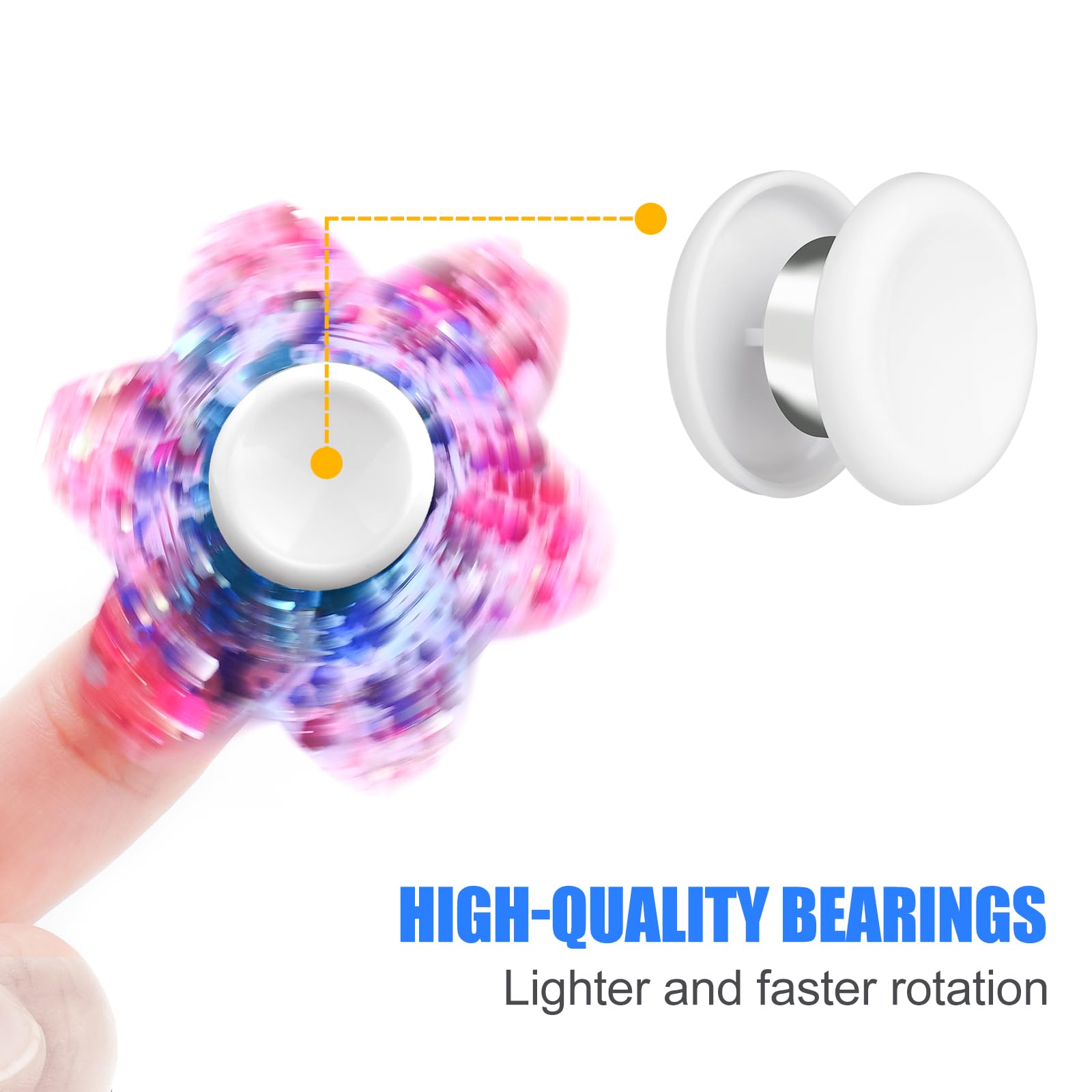 NiArt Fidget Spinner Toy DIY Bearing with Caps Set 22-Pack, MR137 0.5" Single-Sealed Chrome Steel Bearing Balls Replacement High Speed 13mmx7mmx4mm Epoxy Resin Casting Craft Skateboard Stress Reliever