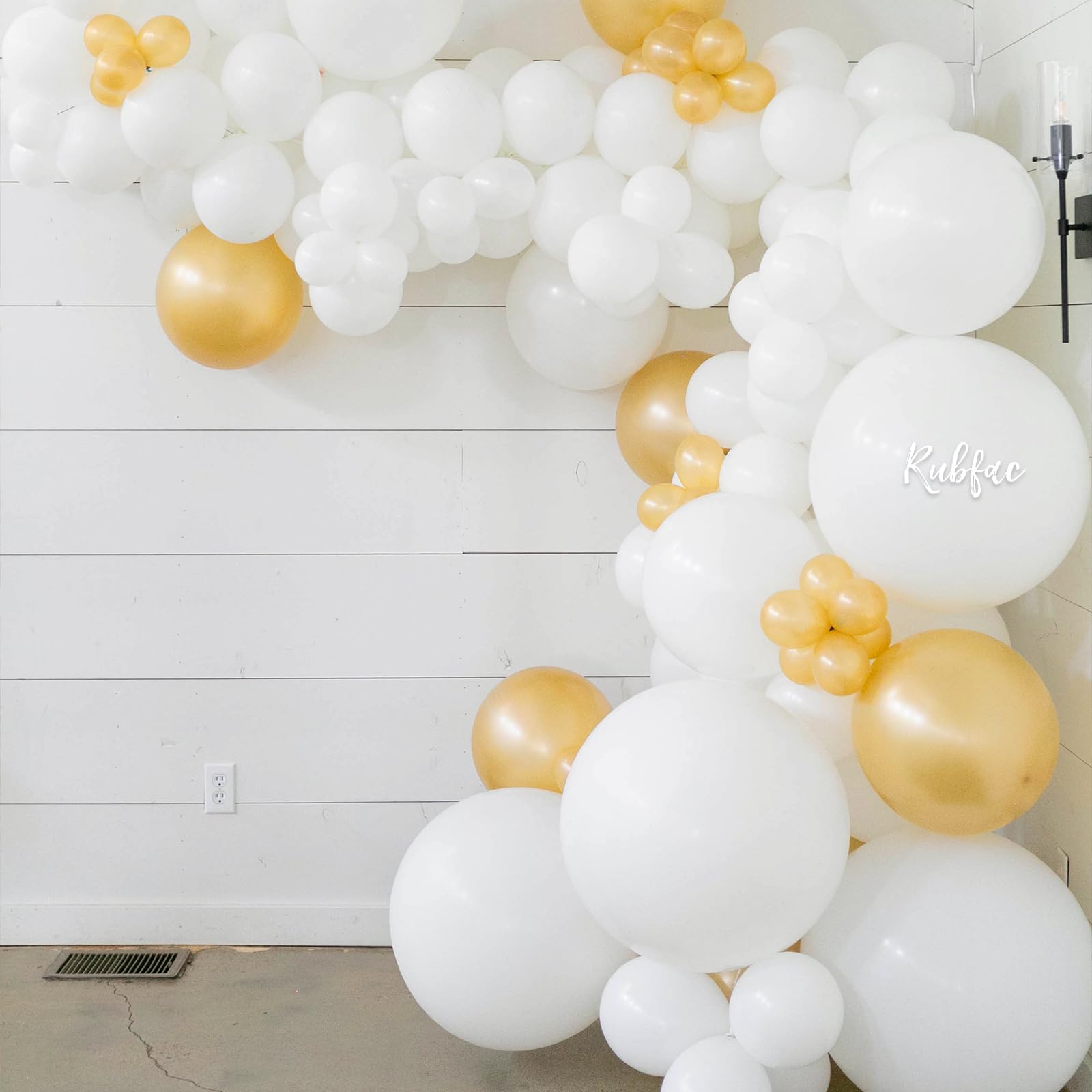 RUBFAC Double Stuffed White Balloons Different Sizes 18 12 5 Inches for Garland Arch, Premium White Latex Balloons for Birthday Baby Shower Graduation Wedding Anniversary Party Decorations