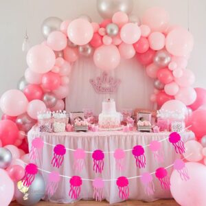 Jellyfish banner decoration, pink jellyfish theme decoration, can be used for baby showers, birthdays and other ocean theme parties