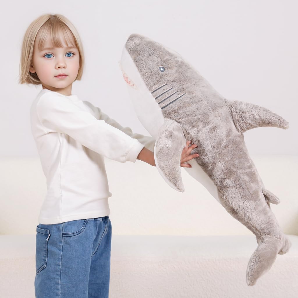 FFxiong 32 Inch Giant Shark Stuffed Animal Pillow, Big Whale Shark Cute Doll Body Soft Plush Stuffed Animals Toys, Gifts for Boys Girls Kids Valentines Christmas Birthday Party