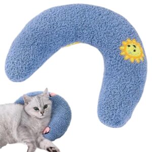 cat lovely cozy pillow,soft fluffy cat calming pillow pet sleeping companion,little cat neck pillow cozy cat pillow puppy pillow calming toy for small dogs and cats (blue-1)