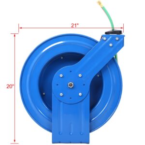 Welding Hose Reel Retractable 1/4 Inch x 100 Foot Twin Oxygen Acetylene Rubber Hoses STD Duty Max 200PSI Heavy Duty Industrial Single Arm Construction