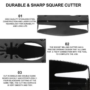 Square Slot Cutter, Stainless Steel Cut Outs, Outlet Square Slot Cutter Box for Oscillating Power Multi-Tools to Cut-in Single Gang Wall Boxes, One Step in Place Slot Cutter for Drywall, Wood