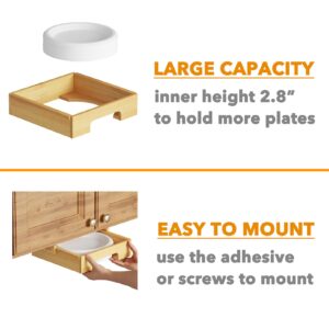 SpaceAid 10-inch Paper Plate Dispenser, Under Cabinet Bamboo Plates Holder, Kitchen Counter Vertical Plate Dipensers Holders Countertop Caddy (for 10 inches Plates, Bamboo)