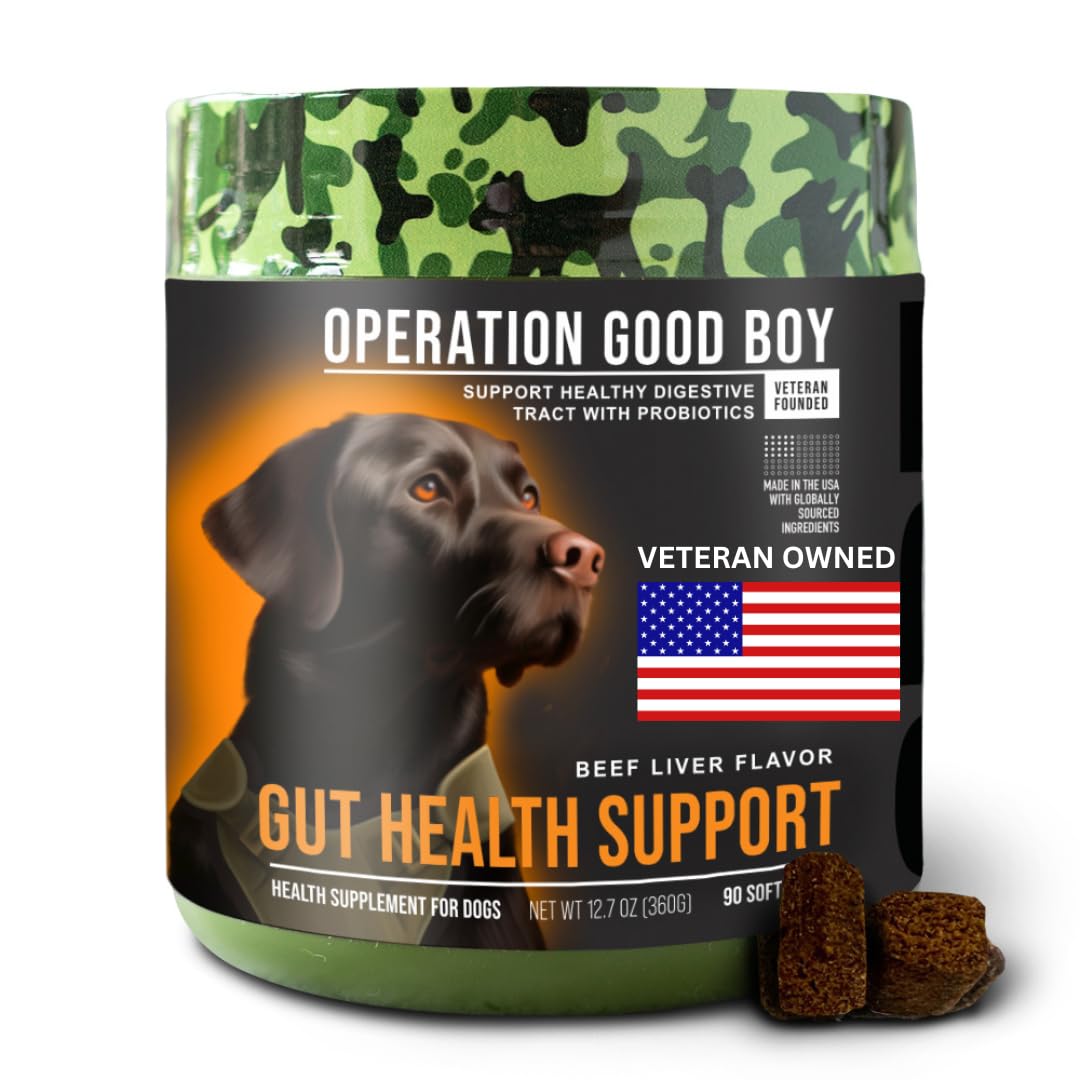 O.G.B. Operation Good Boy - SRE: Digestion Supplement/Probiotic for Pets - 90 Count Soft Chews - 12.7oz - Made Natural Ingredients - Veteran Owned