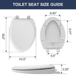 ZMJH S005-B3 Heated Toilet Seat with Night Light, Elongated, Toilet Seat Warmer, Soft Slow Close, Three Temperature Settings, Easy Installation, White