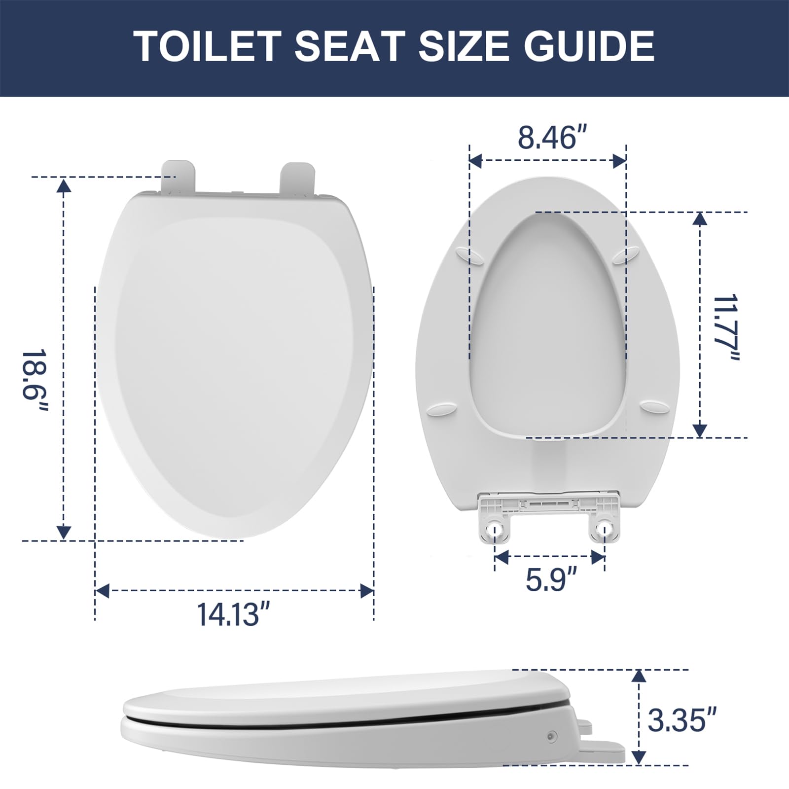 ZMJH S005-B3 Heated Toilet Seat with Night Light, Elongated, Toilet Seat Warmer, Soft Slow Close, Three Temperature Settings, Easy Installation, White