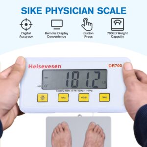 Helsevesen Large Platform Bariatric Scale, 17.75 in/40 cm -700 lb Capacity, Professional Physician Scale W/Remote Display, Wrestling Scale, Fitness & Athletic Scales