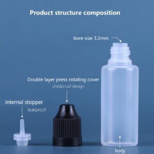 Kemborsi 10Ml Empty Squeezable Dropper Bottles,30Pcs Plastic Thin Tip Dropper Bottles,Portable Eye Liquid Dropper bottles Plastic Refillable Containers with Screw Cap and Plug,Resistant Open Design