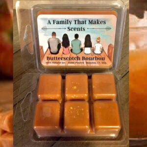 Butterscotch Bourbon Wax Melts - Strong Scent- Long Lasting - Eco-Friendly - Hand-Poured - Scented Wax Tarts - Pet Friendly - Soy Melts - 6 Cubes Per Pack - Over 100 Scensts To Choose.