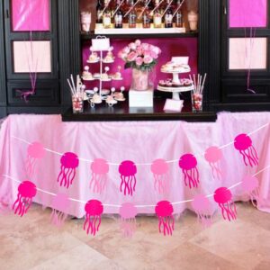 Jellyfish banner decoration, pink jellyfish theme decoration, can be used for baby showers, birthdays and other ocean theme parties