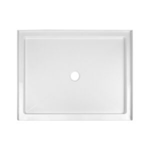 DeerValley DV-1SB0107 48"L X 30"W Shower Base in White with Single Threshold and Center Drain, Center Drain Location, Small Rectangle Acrylic Shower Pan, Non-slip Design