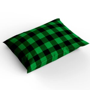 LooPoP Christmas Comforter Sets California King Size Buffalo Check Plaid Soft Bedding Duvet Cover Sets 3 Pieces Green Black Bedding Set with Comforter Cover and 2 Pillow Cases Bedroom Xmas Decor Gift