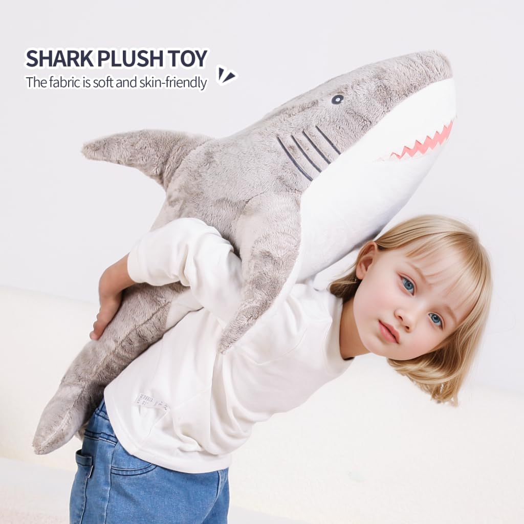 FFxiong 32 Inch Giant Shark Stuffed Animal Pillow, Big Whale Shark Cute Doll Body Soft Plush Stuffed Animals Toys, Gifts for Boys Girls Kids Valentines Christmas Birthday Party