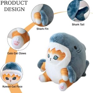 amanss 12'' Cute Shark Cat Plush Toy Shark Cat Stuffed Animal Plushies Doll, Soft Stuffed Shark Kitten Pillow Christmas Birthday Gifts for Kids Boys Girls (Shark Cat)