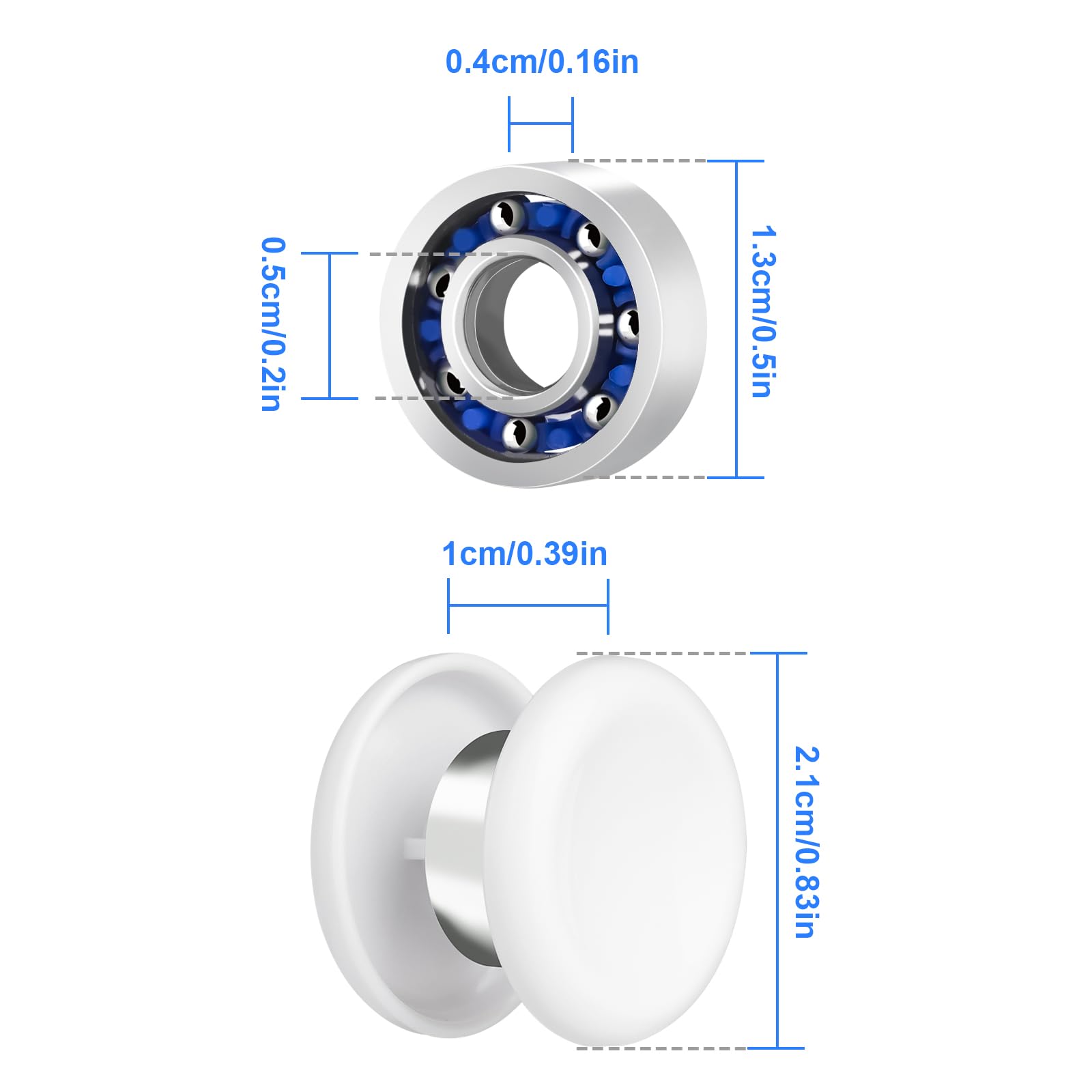 NiArt Fidget Spinner Toy DIY Bearing with Caps Set 22-Pack, MR137 0.5" Single-Sealed Chrome Steel Bearing Balls Replacement High Speed 13mmx7mmx4mm Epoxy Resin Casting Craft Skateboard Stress Reliever