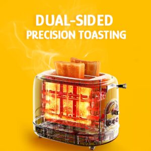 Hazel Quinn X Eduardo Recife Collaboration 2-Slice Retro Toaster, 6 Browning Levels, 3 Functions-Defrost/Reheat/Cancel, Removable Crumb Tray for Easy to Clean, 1.5 Inches Extra Wide Slots