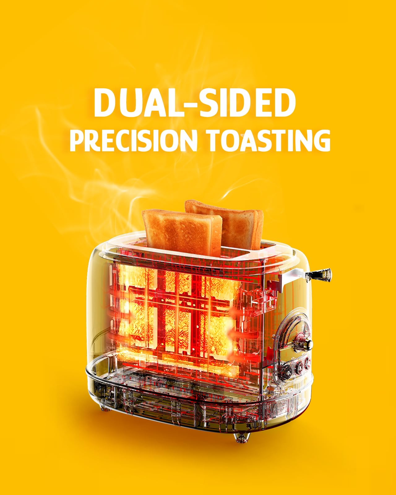 Hazel Quinn X Eduardo Recife Collaboration 2-Slice Retro Toaster, 6 Browning Levels, 3 Functions-Defrost/Reheat/Cancel, Removable Crumb Tray for Easy to Clean, 1.5 Inches Extra Wide Slots