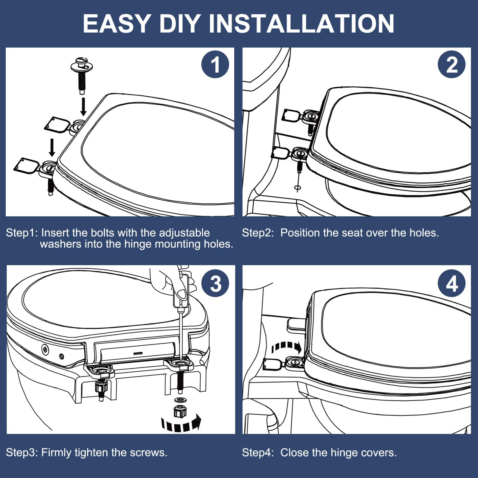 ZMJH S005-B3 Heated Toilet Seat with Night Light, Elongated, Toilet Seat Warmer, Soft Slow Close, Three Temperature Settings, Easy Installation, White