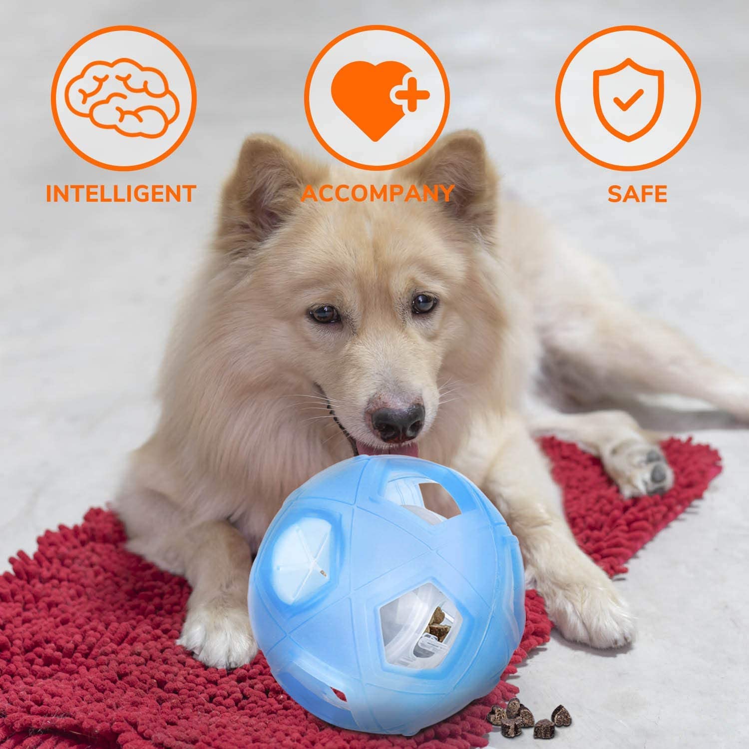 LumoLeaf Dog Treat Ball, 5" Interactive Pet Treat Dispensing Ball Toy with Adjustable Difficulty Setting, Slow Feeder Dog Puzzle Toys and Dog Enrichment Toys for Small to Medium Dogs and Cats.