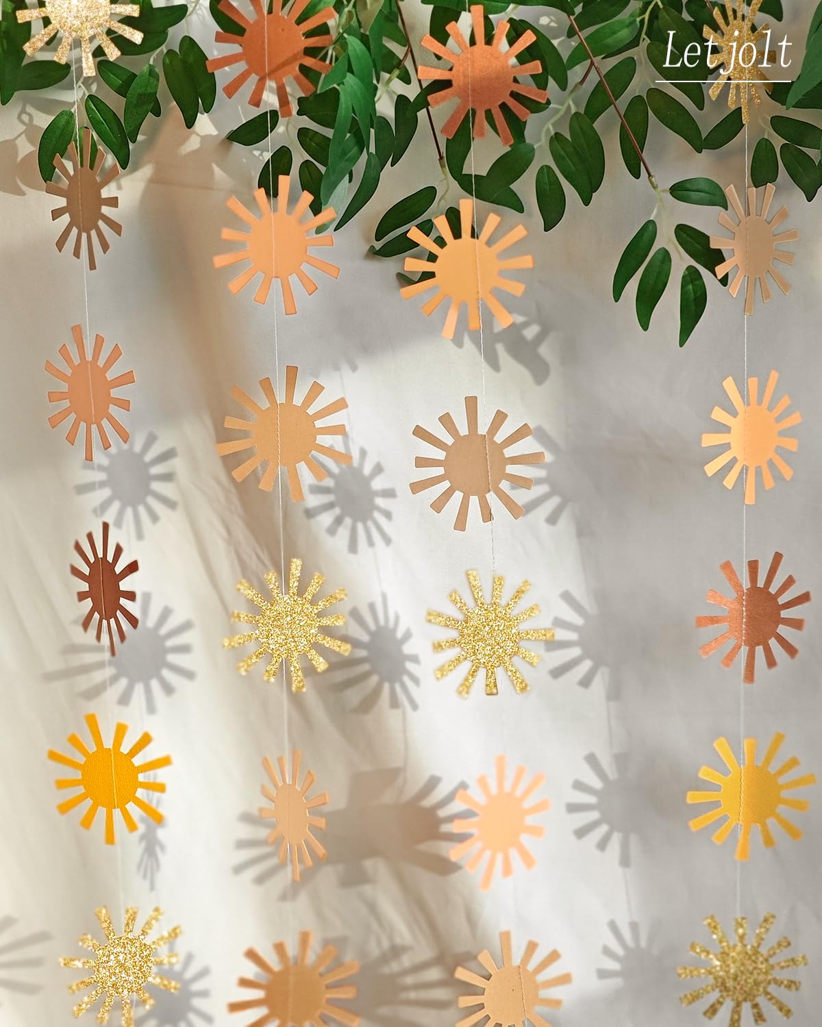 Letjolt Brown Glitter Sunshine Garland Sunny Banner Theme Birthday Party Supplies Hanging Baby Shower Wedding Classroom Nursery Decoration 2 pcs