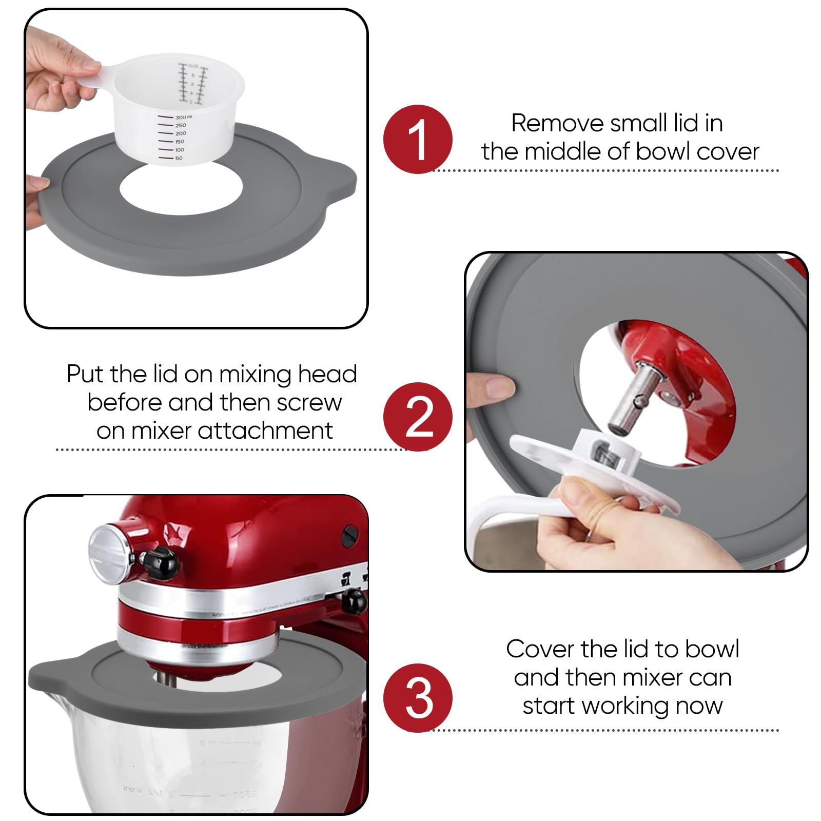 2 Pack Glass Bowl Covers for KitchenAid 5 Quart Tilt-Head Stand Mixers Bowl Covers Lid