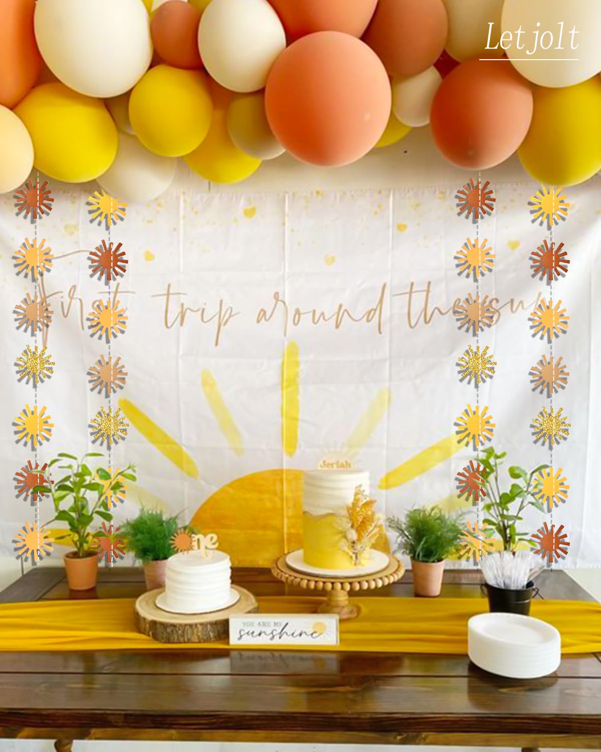 Letjolt Brown Glitter Sunshine Garland Sunny Banner Theme Birthday Party Supplies Hanging Baby Shower Wedding Classroom Nursery Decoration 2 pcs