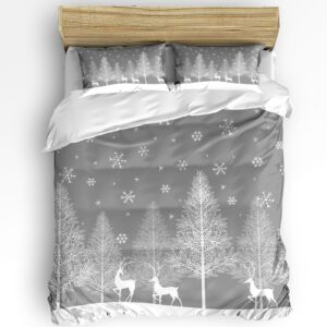 christmas comforter sets california king size xmas tree elk deer reindeer soft bedding duvet cover sets 3 pieces snowflake snow forest bedding set with comforter cover and 2 pillow cases bedroom