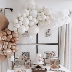 RUBFAC Double Stuffed White Balloons Different Sizes 18 12 5 Inches for Garland Arch, Premium White Latex Balloons for Birthday Baby Shower Graduation Wedding Anniversary Party Decorations