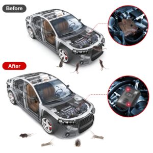 2 in 1 Repeller,Under Hood Professional Mouse Repeller and Indoor Ultrasonic Rat Repellent Mice Deterrent with Strobing Light,12 24V Vehicle Auto Truck RV or Battery Model for Outdoor Indoor