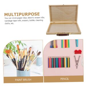 1pc Box Painting Box Drawing Art Accessory Watercolor Oil Pen Case Lightweight Colored Pen Case Wooden Drawing Case Wooden Pigment Empty Container Drawing Pencils Storage Case