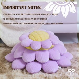 Sioloc Sunflower Throw Pillow,Flower Shaped Pillows Floor Pillow Seating Cushion,Seating Cushion,Cute Room Decor & Plush Pillow for Bedroom Sofa Chair(Purple, 15.7")