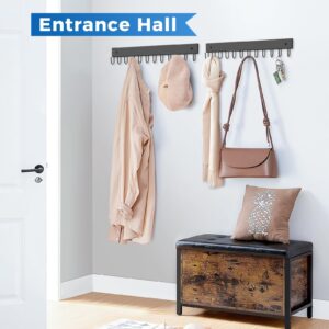 Belt Hanger Wall Mounted, Wooden Belt Organizer 2 Pack Max 24 Storage Capacity, 180° Rotating Space Saving Hangers for Ties, Tank Tops, Scarves, Bras, Keys, Bags Black