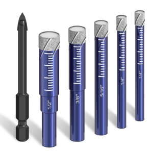 6 pcs diamond drill bits set for porcelain, ceramic, glass & more - versatile tile drill bits for efficient, precise drilling