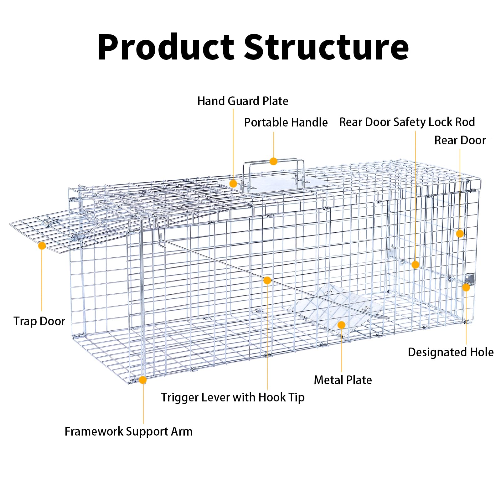 32" Live Animal Traps,Humane Animal Trap for Stray Cats up to 16.5 pounds, Raccoons, Squirrel, Skunk, Mole, Groundhog, Armadillo, Rabbit,Steel Foldable with Pedal Triggers