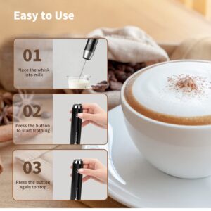 Maestri House Rechargeable Milk Frother, Handheld Electric Foam Maker Waterproof Detachable Stainless Steel Whisk Drink Mixer Foamer for Lattes, Cappuccino, No Stand