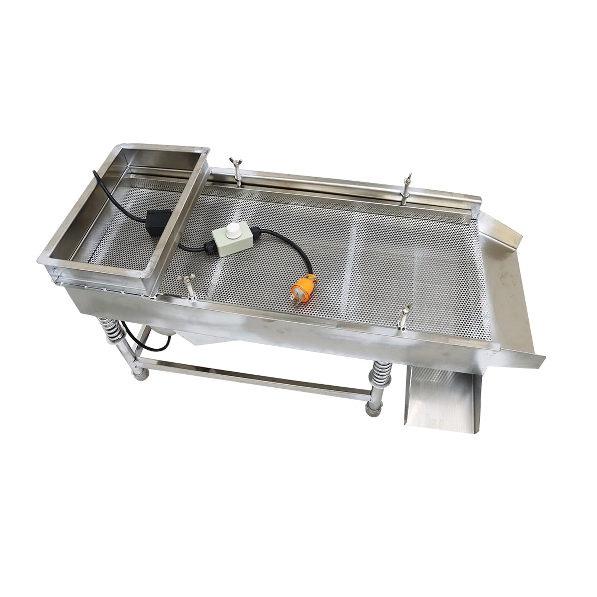 BREVELTION 110V Full Stainless Steel Linear Vibrating Screen Industrial Vibrating Screen Electric Linear Screening Machine for Screening Powder Plastic Particles Grains with 3mm Screen 80W