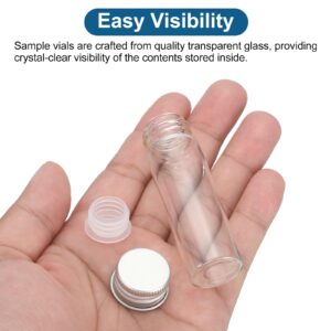 PATIKIL 20ml Clear Glass Vials, 25 Pack Small Liquid Sample Vial with Screw Caps Plastic Stoppers and 64 Labels Leak-Proof Bottles Empty Jars