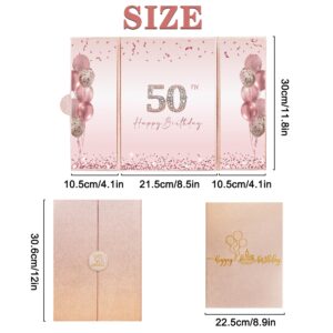 DARUNAXY Rose Gold 50th Birthday Party Decorations, Happy 50th Birthday Alternative Signature Guest Book for Women Pink Cheers to 50 Years Old Gifts 50 Birthday Signing Card Board Party Supplies