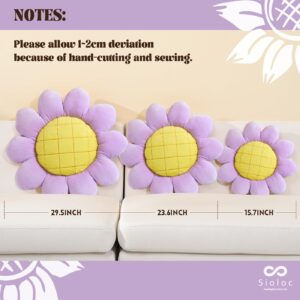 Sioloc Sunflower Throw Pillow,Flower Shaped Pillows Floor Pillow Seating Cushion,Seating Cushion,Cute Room Decor & Plush Pillow for Bedroom Sofa Chair(Purple, 15.7")