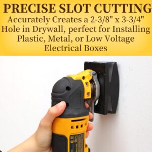 Square Slot Cutter, Stainless Steel Cut Outs, Outlet Square Slot Cutter Box for Oscillating Power Multi-Tools to Cut-in Single Gang Wall Boxes, One Step in Place Slot Cutter for Drywall, Wood