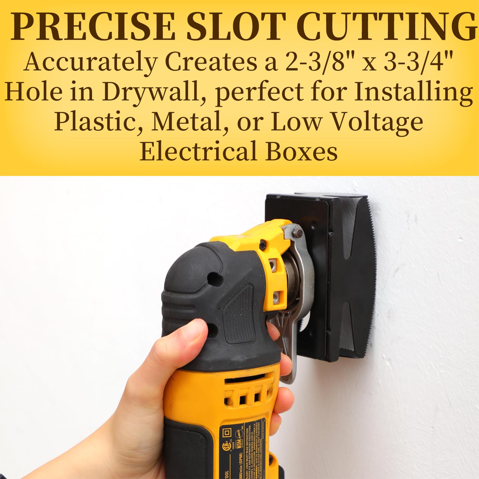 Square Slot Cutter, Stainless Steel Cut Outs, Outlet Square Slot Cutter Box for Oscillating Power Multi-Tools to Cut-in Single Gang Wall Boxes, One Step in Place Slot Cutter for Drywall, Wood