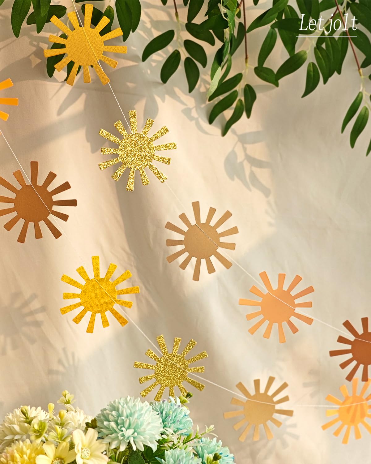 Letjolt Brown Glitter Sunshine Garland Sunny Banner Theme Birthday Party Supplies Hanging Baby Shower Wedding Classroom Nursery Decoration 2 pcs