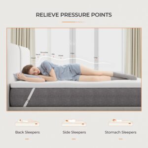 Sweetnight 4 Inch California King Mattress Topper, High Density Memory Foam Mattress Topper for Enhanced Support & Pressure Relief, Medium Firm Mattress Topper with Non-Slip Design