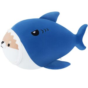 shark plush stuffed animal-16''corgi shark plush toy, shiba inu shark plush pillow, cute soft plush shark plushie stuffed toys, shark plush pillows toy decoration doll gift for kids girls boys